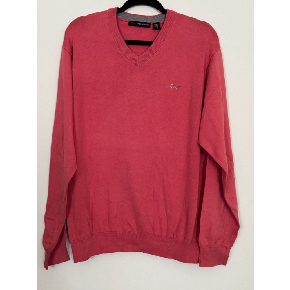 Men's Greg Norman Red V-Neck Sweater Size L